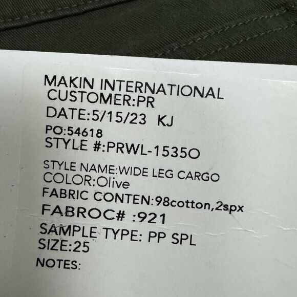 Prosperity Denim Wide Straight Leg Cargo Jeans Womens 25 in Olive Green NWT - Picture 9 of 9